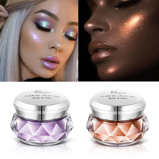 Rosto iluminador geléia gel sereia sombra brilho corpo glitter festival maquiagem iluminador ouro líquido iluminador bronzer