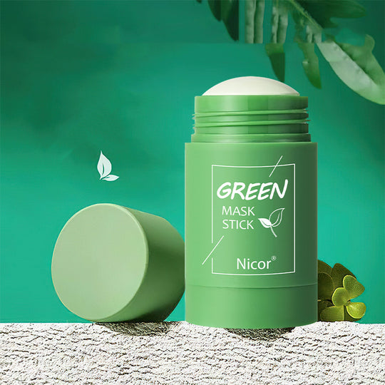 Máscara de limpeza de chá verde, bastão de argila, controle de óleo, anti-acne, máscara de algas marinhas, cuidados com a pele