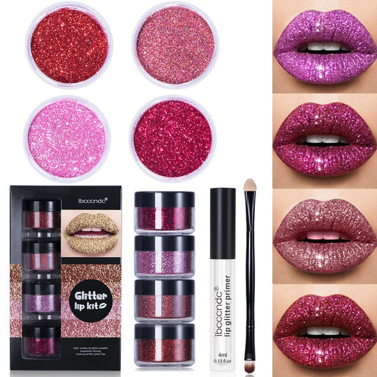 Brilho labial gloss batom brilhante diy brilho labial diamante à prova dwaterproof água de longa duração lipgloss kit com primer labial matiz lábios maquiagem