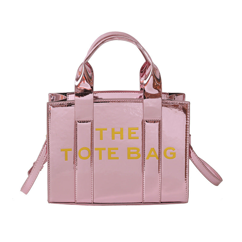 Women's Fashion Shiny Surface Indentation Letter Shoulder Messenger Bag