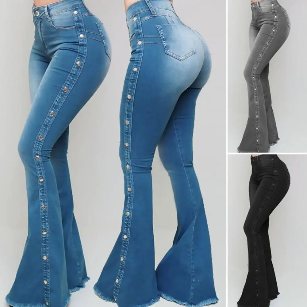 Calça Jeans Flare Stretch Cintura Média