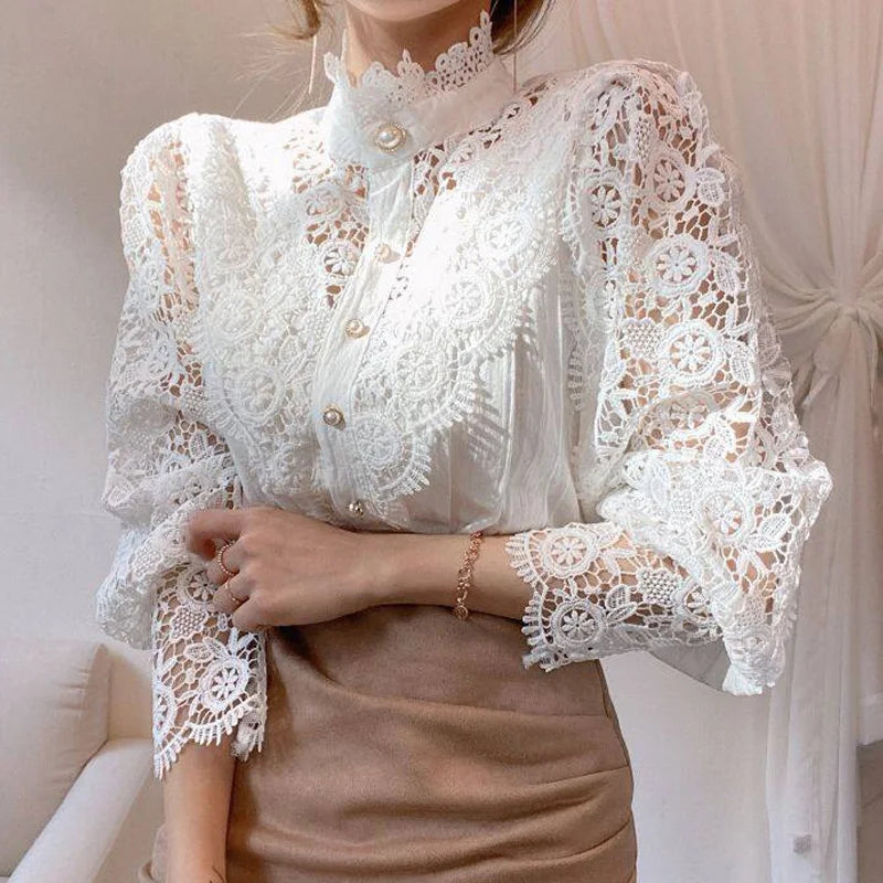 Vintage White Lace Blouse Shirts