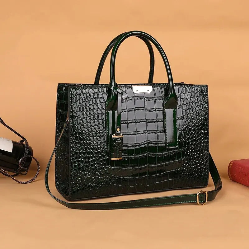 Bolsa luxuosa de crocodilo PU couro envernizado bolsa crossbody