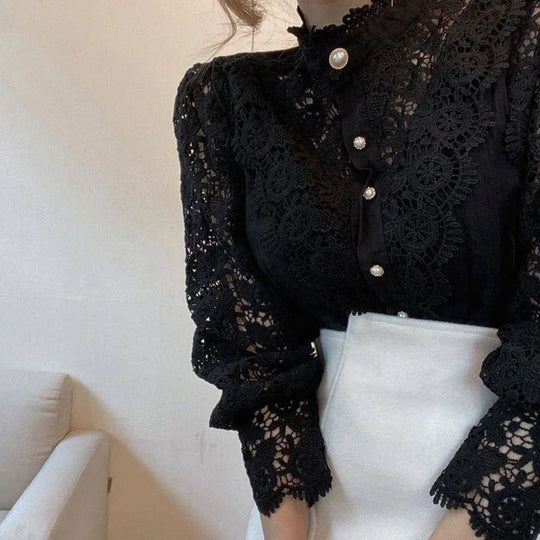 Vintage White Lace Blouse Shirts