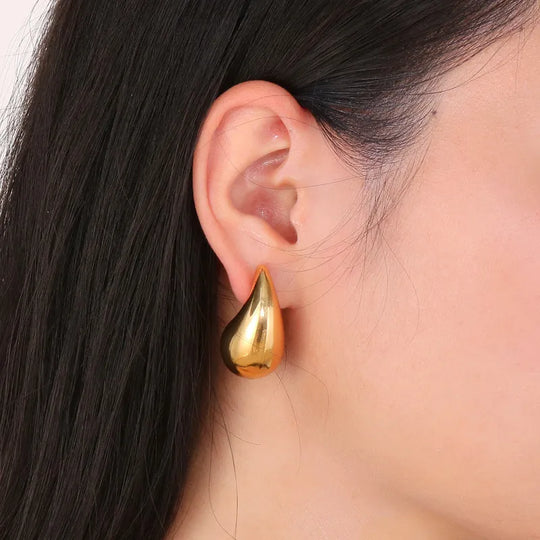 Vintage Gold Plated Chunky Dome Drop Earrings for Women.
