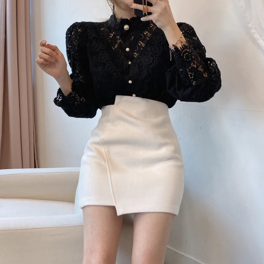 Vintage White Lace Blouse Shirts