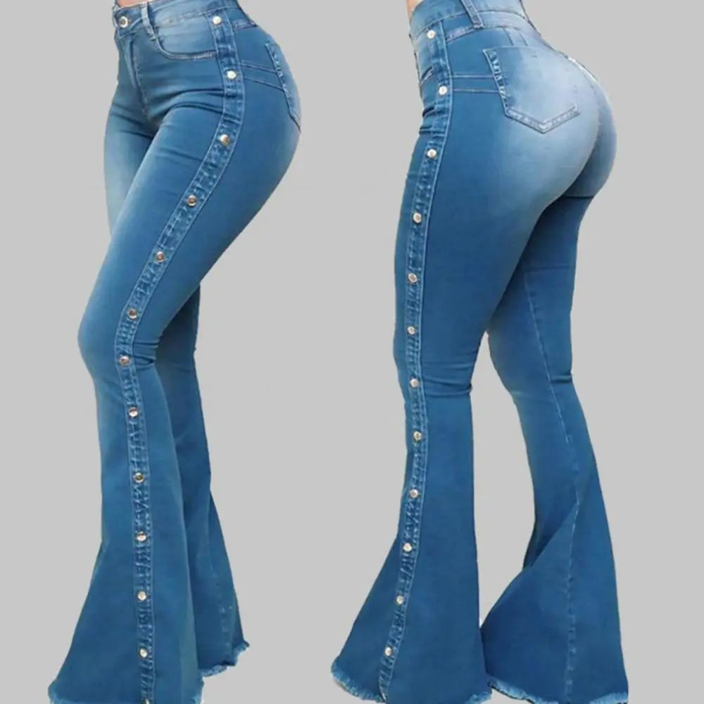 Mid Waisted Stretch Flare Jeans