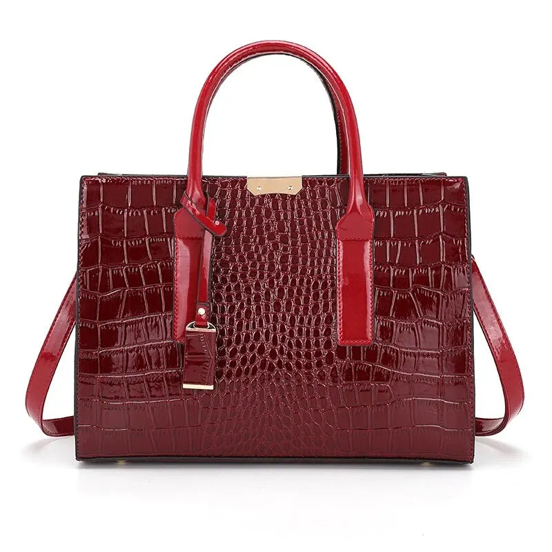 Bolsa luxuosa de crocodilo PU couro envernizado bolsa crossbody