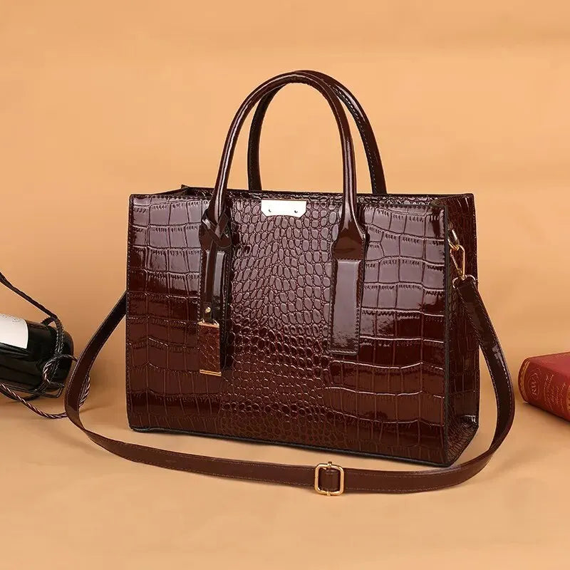 Bolsa luxuosa de crocodilo PU couro envernizado bolsa crossbody