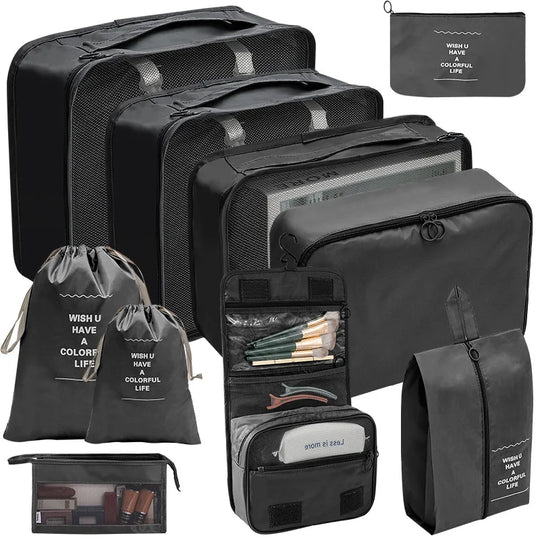 7/8/9/10 Pcs Set Travel Organizer Storage Bags Suitcase Packing