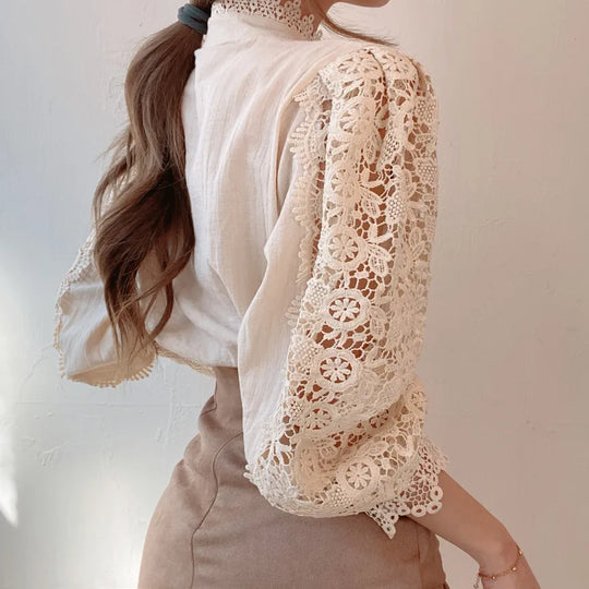 Vintage White Lace Blouse Shirts