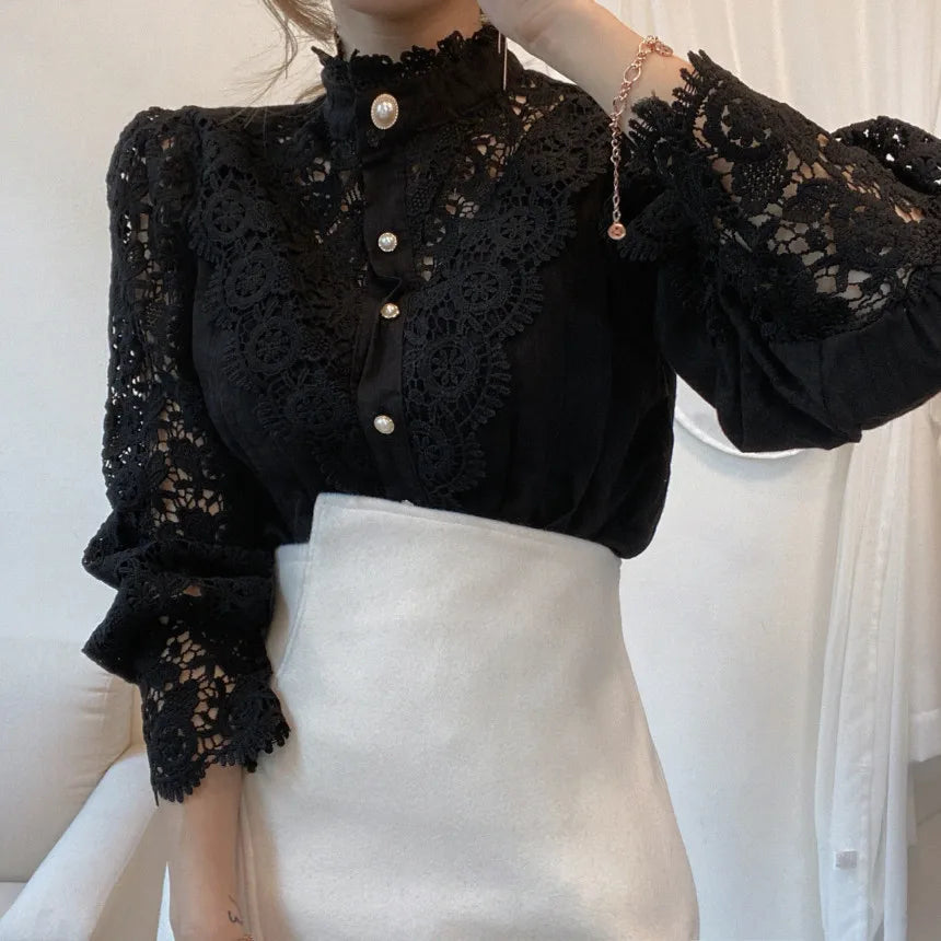 Vintage White Lace Blouse Shirts