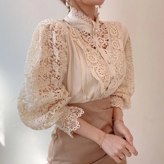 Vintage White Lace Blouse Shirts