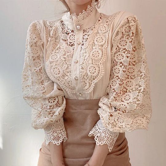 Vintage White Lace Blouse Shirts