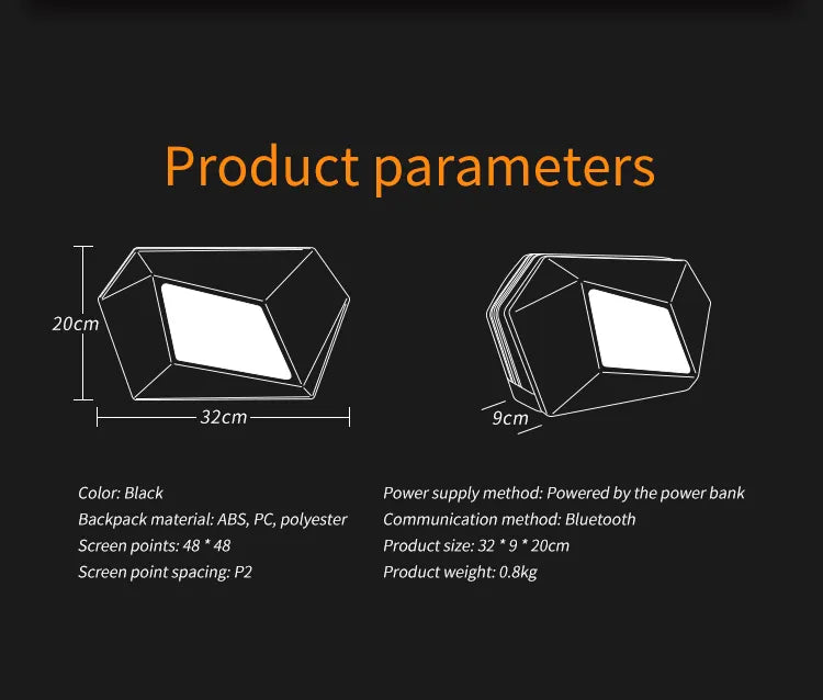 LED Smart Display Motorcycle waterproof Bag