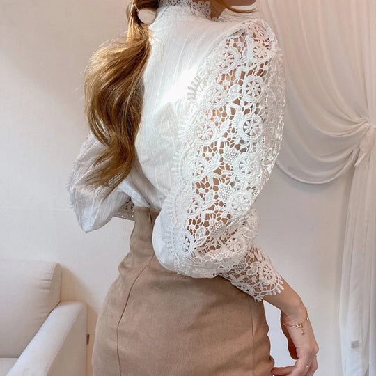 Vintage White Lace Blouse Shirts