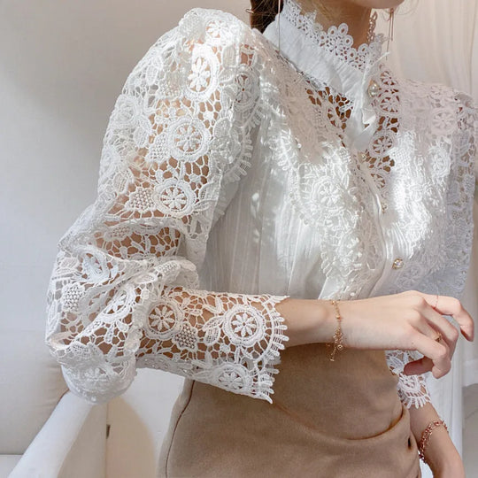 Vintage White Lace Blouse Shirts