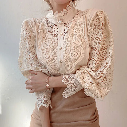 Vintage White Lace Blouse Shirts